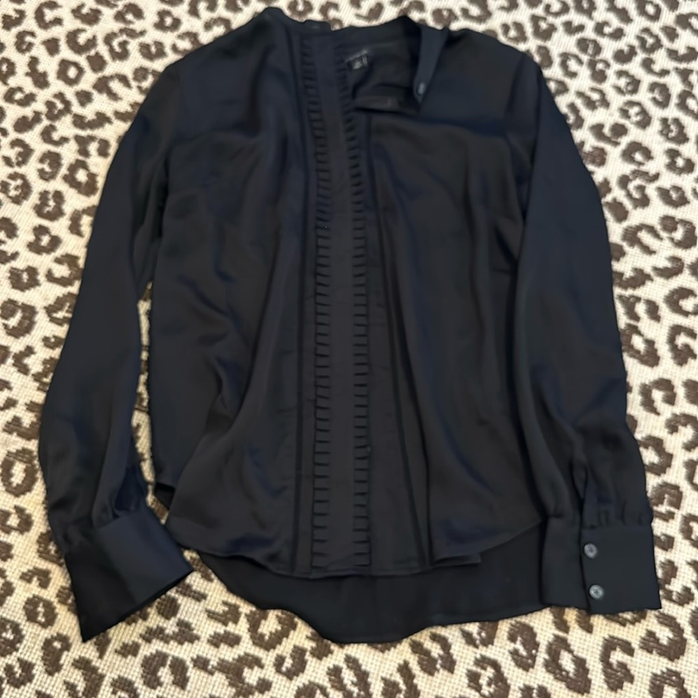 Ann Taylor black sheer blouse XS